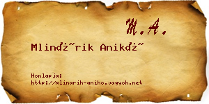 Mlinárik Anikó névjegykártya